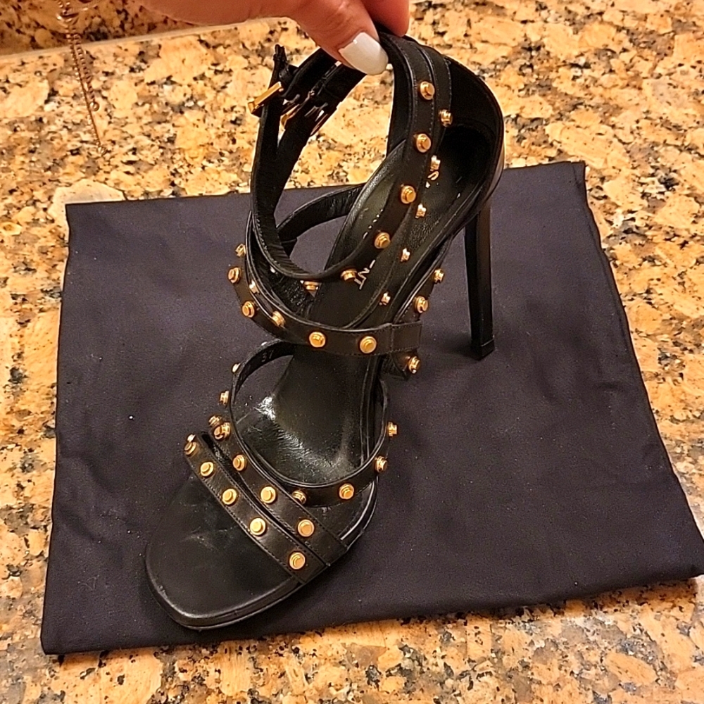 Super cute Saint Laurent high heels. Size EU 37. Gold & Black. - Picture 5 of 8